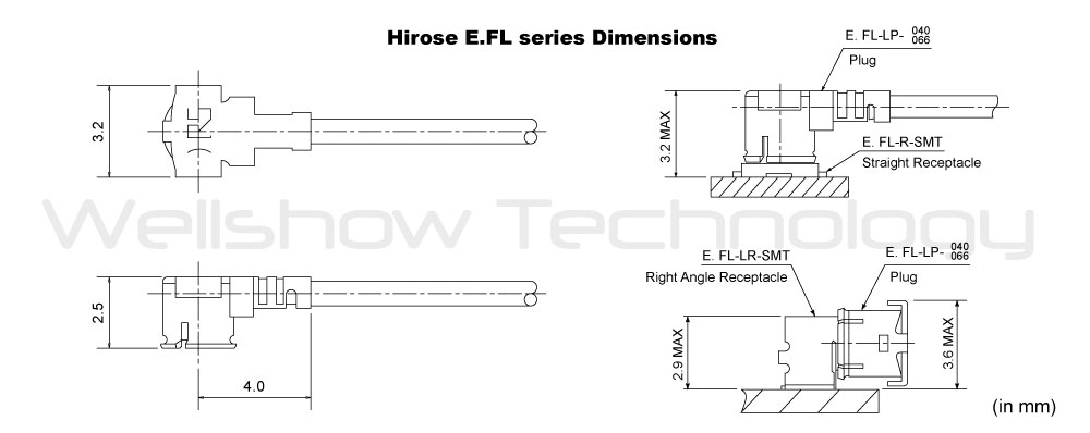Hirose E.FL Dimension Drawing