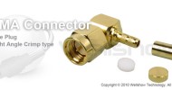 SMA connector male right angle crimp for RG174, RG316 coax cable