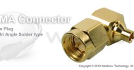 SMA connector male right angle solder for RG405 semi rigid, semi flex cable