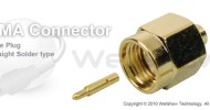 SMA connector male straight solder for .047” semi rigid, semi flex cable
