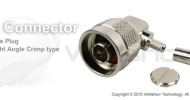 N connector plug right angle crimp for B8214, B7810A coax cable