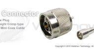 N connector plug straight crimp for 1.32, 1.37 mm coaxial cable