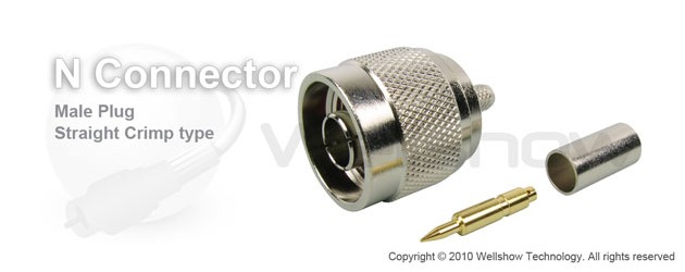 N connector plug straight crimp for RG223 coaxial cable
