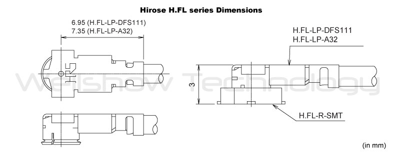 Hirose H.FL Dimension