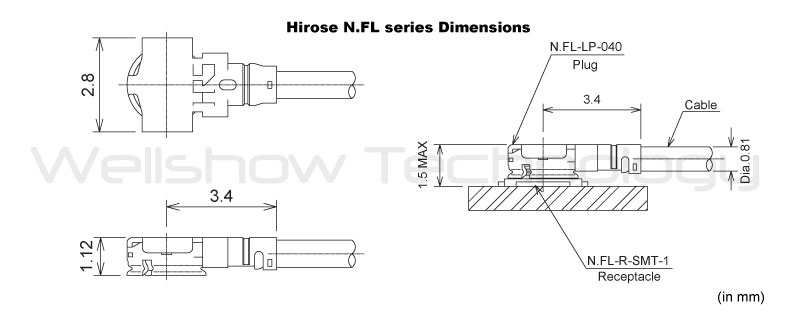 Hirose N.FL Dimension Drawing