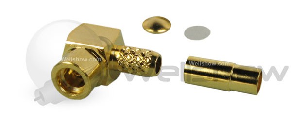 MMCX connector jack right angle crimp for RG174, RG316
