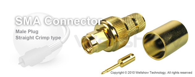 SMA connector male straight crimp for LMR 400, RG8/U coax cable