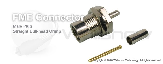 FME connector plug straight bulkhead crimp for RG174, RG316,RG188, LMR100