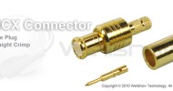 MCX connector plug straight crimp for RG188, LMR100 coax cable