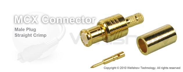 MCX connector plug straight crimp for RG58, LMR195, CFD195 coaxial cable