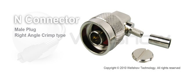N connector plug right angle crimp for H1000, B9913 coax cable
