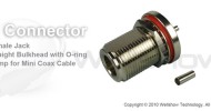 N connector jack bulkhead w/O-ring for 1.13mm, RG178, 0.81mm coax cable