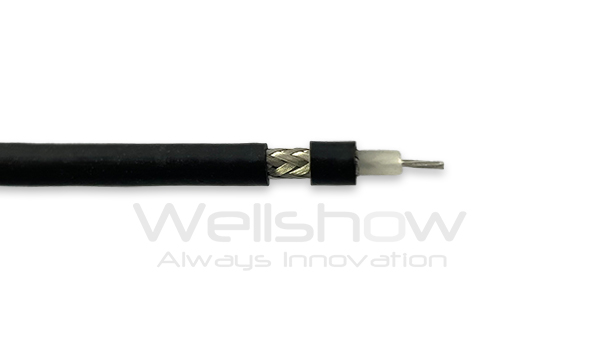 Stranded Copper Shield RG58A/U, stranded conductor, XLPE, tinned copper shield, PVC Black ...